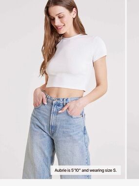 Nuuds White Ribbed Crop Baby Tee